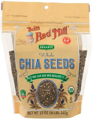 Bobs Red Mill, Oragnic Whole Chia Seeds, 12 oz (340 g) ,المكملات الغذائية، ايفا اوميجا 3 6 9 (إيبا دا)