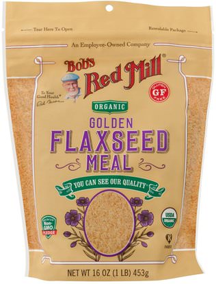Bobs Red Mill, Organic Golden Flaxseed Meal, 16 oz (453 g) ,المكملات الغذائية، بذور الكتان