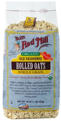 Bobs Red Mill, Organic Old Fashioned Rolled Oats, Whole Grain, 16 oz (453 g) ,الطعام، الأطعمة، الشوفان الشوفان، الحبوب
