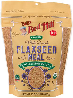 Bobs Red Mill, Organic Whole Ground Flaxseed Meal, 16 oz (453 g) ,المكملات الغذائية، بذور الكتان