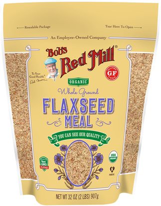 Bobs Red Mill, Organic Whole Ground Flaxseed Meal, 32 oz (907 g) ,المكملات الغذائية، بذور الكتان