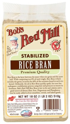 Bobs Red Mill, Stabilized Rice Bran, 18 oz (510 g) ,المكملات الغذائية، نخالة الأرز