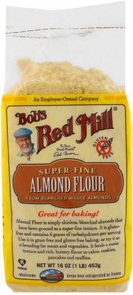 Bobs Red Mill, Super-Fine Almond Flour, Gluten-Free, 16 oz (453 g) ,الغذاء والدقيق والمزيج، والدقيق اللوز