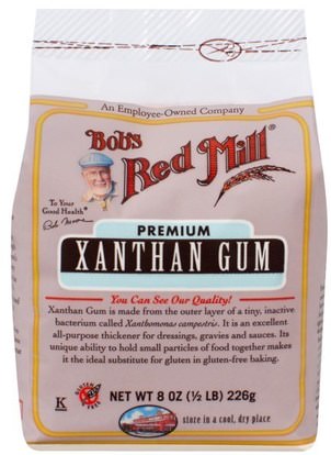 Bobs Red Mill, Xanthan Gum, Gluten Free, 8 oz (1/2 lb) 226 g ,المكملات الغذائية، الألياف، زنتان الصمغ، الغذاء، الخبز الايدز