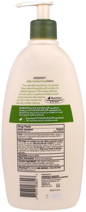 الجسم، الترطيب اليومي Aveeno, Active Naturals, Daily Moisturizing Lotion, Fragrance Free, 18 fl oz (532 ml)