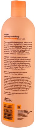 الجسم، الترطيب اليومي Aveeno, Positively Nourishing Antioxidant Infused Body Wash, White Peach + Ginger, 16 fl oz (473 ml)