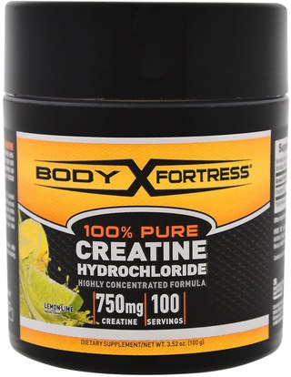 Body Fortress, 100% Pure Creatine HCL, Lemon-Lime, 3.52 oz (100 g) ,والرياضة، ومسحوق الكرياتين، والرياضة