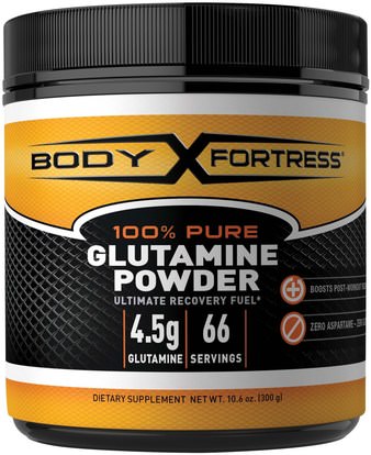 Body Fortress, 100% Pure Glutamine Powder, 10.6 oz (300 g) ,المكملات الغذائية، الأحماض الأمينية، l الجلوتامين، l الجلوتامين مسحوق، الرياضة، الرياضة