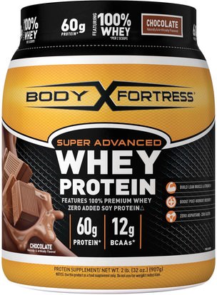 Body Fortress, Super Advanced Whey Protein, Chocolate, 32 oz (907 g) ,المكملات الغذائية، بروتين مصل اللبن، والرياضة