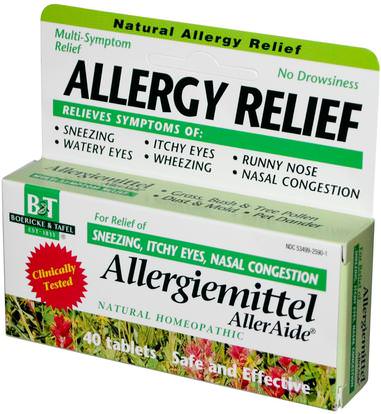 Boericke & Tafel, Allergy Relief, Allergiemittel AllerAide, 40 Tablets ,والصحة، والحساسية، والحساسية، والمكملات الغذائية، والحساسية المثلية