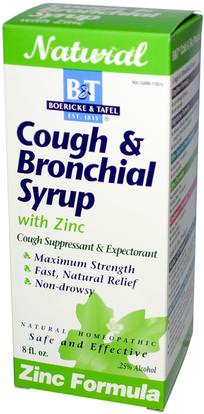 Boericke & Tafel, Cough & Bronchial Syrup, with Zinc, 8 fl oz ,والصحة، والانفلونزا الباردة والفيروسية والبرد والانفلونزا، والمكملات الغذائية، والسعال المثلي البرد والانفلونزا