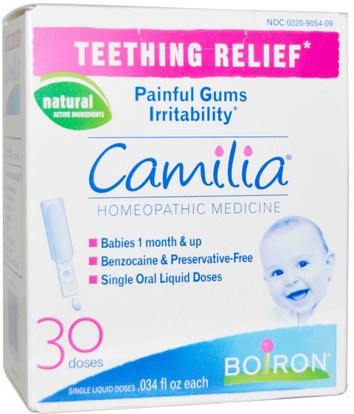 Boiron, Camilia, Teething Relief, 30 Liquid Doses.034 fl oz Each ,صحة الطفل، الطفل التسنين، الأطفال