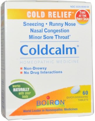 Boiron, Coldcalm, 60 Quick-Dissolving Tablets ,المكملات الغذائية، المثلية، الانفلونزا الباردة والفيروسية، البرد والانفلونزا