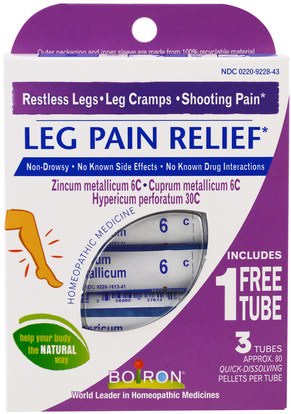Boiron, Leg Pain Relief, 3 Tubes, 80 Quick-Dissolving Pellets Each ,الصحة