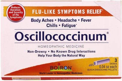 Boiron, Oscillococcinum, 3 Tubes, 0.04 oz Each ,المكملات الغذائية، المثلية، البرد والانفلونزا، المثلية السعال البارد والانفلونزا