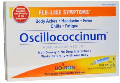 Boiron, Oscillococcinum, 6 Doses, 0.04 oz Each ,والصحة، والانفلونزا الباردة والفيروسية والبرد والانفلونزا، والمكملات الغذائية، والسعال المثلي البرد والانفلونزا