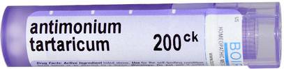 Boiron, Single Remedies, Antimonium Tartaricum, 200CK, Approx. 80 Pellets ,والسعال والحلق، والبرد والانفلونزا