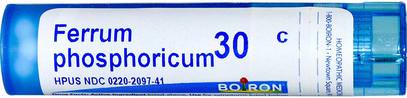 Boiron, Single Remedies, Ferrum Phosphoricum, 30C, 80 Pellets ,البرد والانفلونزا، الدورة الدموية