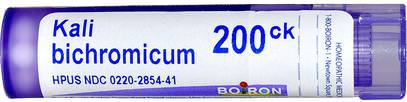 Boiron, Single Remedies, Kali Bichromicum, 200CK, Approx 80 Pellets ,والسعال والحلق، والبرد والانفلونزا