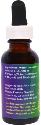 Herb-sa Flower Essence Services, Borage, Flower Essence, 1 fl oz (30 ml)