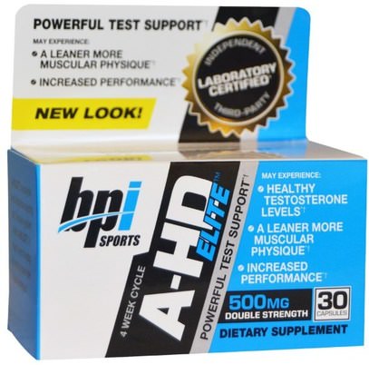 BPI Sports, A-HD Elite, 500 mg, 30 Capsules ,الصحة، الرجال، ببي الرياضة السلطة والسلطة، التستوستيرون