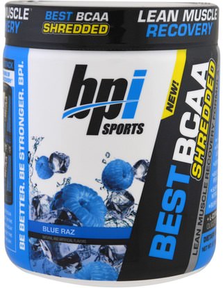 BPI Sports, Best BCAA Shredded, Lean Muscle Recovery Formula, Blue Raz, 9.7 oz (275 g) ,والرياضة، والمكملات الغذائية، بكا (متفرعة سلسلة الأحماض الأمينية)