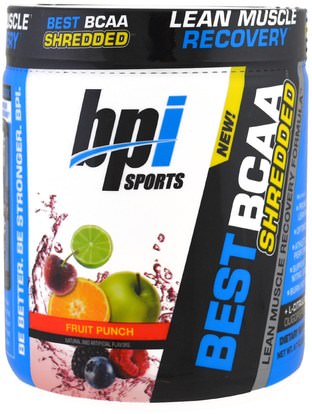 BPI Sports, Best BCAA Shredded, Lean Muscle Recovery Formula, Fruit Punch, 9.7 oz (275 g) ,والرياضة، والمكملات الغذائية، بكا (متفرعة سلسلة الأحماض الأمينية)