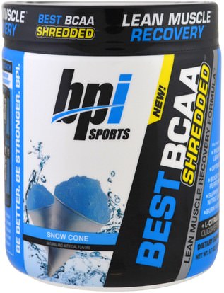 BPI Sports, Best BCAA Shredded Lean Muscle Recovery Formula, Snow Cone, 9.7 oz (275 g) ,والرياضة، والمكملات الغذائية، بكا (متفرعة سلسلة الأحماض الأمينية)
