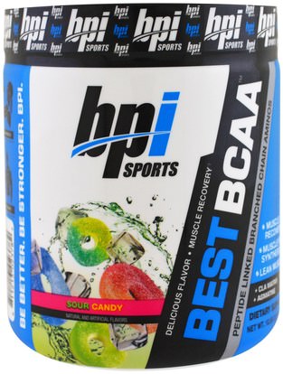 BPI Sports, Best BCAA, Sour Candy, 10.58 oz (300 g) ,المكملات الغذائية، والأحماض الأمينية، بكا (متفرعة سلسلة الأحماض الأمينية)، والرياضة، والعضلات