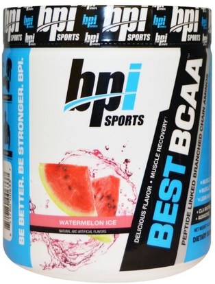 BPI Sports, Best BCAA, Watermelon Ice, 10.58 oz (300 g) ,المكملات الغذائية، والأحماض الأمينية، ببي العضلات الرياضية، بكا (متفرعة سلسلة الأحماض الأمينية)