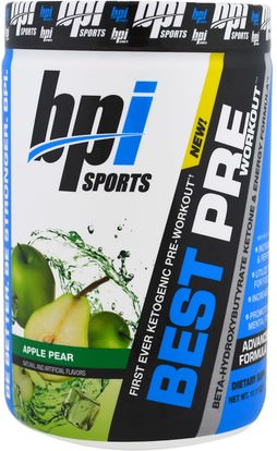 BPI Sports, Best Pre Workout, Beta-Hydroxybutyrate Ketone & Energy Formula, Apple Pear, 11.11 oz (315 g) ,الطعام، كيتو، حبي، حيوية