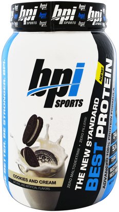 BPI Sports, Best Protein, Advanced 100% Protein Formula, Cookies and Cream, 2.1 lbs (952 g) ,والرياضة، والمكملات الغذائية، بروتين مصل اللبن