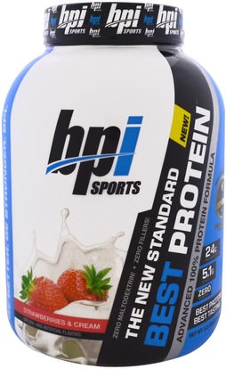 BPI Sports, Best Protein, Advanced 100% Protein Formula, Strawberries & Cream, 5.2 lbs (2,376 g) ,والصحة، والطاقة، والرياضة