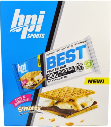 BPI Sports, Best Protein Bars, SMores, 12 Bars, 2.29 oz (65 g) Each ,والرياضة، والبروتين أشرطة