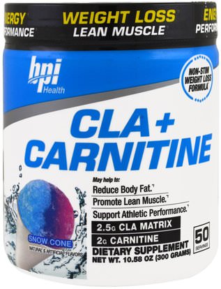 BPI Sports, CLA + Carnitine, Snow Cone, 10.58 oz (300 g) ,وفقدان الوزن، والنظام الغذائي، كلا (مترافق حمض اللينوليك)