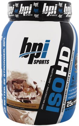 BPI Sports, ISO HD, 100% Whey Protein Isolate & Hydrolysate, Peanut Butter Candy Bar, 1.8 lbs (816 g) ,والرياضة، والرياضة، والبروتين، بروتين الرياضة