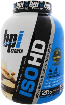 BPI Sports, ISO HD, 100% Whey Protein Isolate & Hydrolysate, SMores, 5.3 lbs (2,398 g) ,والرياضة، والرياضة، والبروتين، بروتين الرياضة
