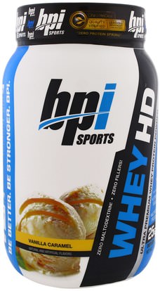 BPI Sports, Whey HD, Ultra Premium Whey Protein Powder, Vanilla Caramel, 1.7 lbs (777 g) ,المكملات الغذائية، بروتين مصل اللبن
