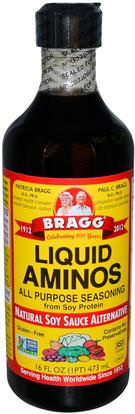 Bragg, Liquid Aminos, Natural Soy Sauce Alternative, 16 fl oz (473 ml) ,براغ السائل أمينوس