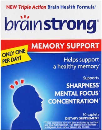 BrainStrong, Memory Support, 30 Caplets ,الصحة، اضطراب نقص الانتباه، إضافة، أدهد، الدماغ، الذاكرة