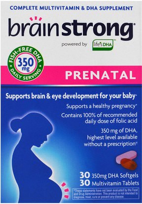 BrainStrong, Prenatal, 30 Softgels, 30 Tablets ,المكملات الغذائية، إيفا أوميجا 3 6 9 (إيبا دا)، دا، إيبا، فيتامينات، مولتيفيتامينز قبل الولادة