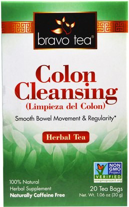 Bravo Teas & Herbs, Inc., Colon Cleansing, Herbal Tea, 20 Tea Bags, 1.06 oz (30 g) ,الغذاء، شاي الأعشاب، السموم، تطهير القولون