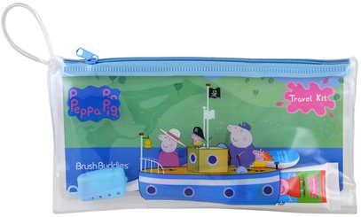 Brush Buddies, Peppa Pig, Toothbrushing Travel Kit, 3 Piece Kit ,صحة الطفل، ورعاية الطفل عن طريق الفم