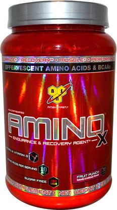 BSN, AminoX, Endurance & Recovery Agent, Non-Caffeinated, Fruit Punch, 2.23 lb (1.01 kg) ,المكملات الغذائية، والأحماض الأمينية، بكا (متفرعة سلسلة الأحماض الأمينية)، والرياضة، والرياضة