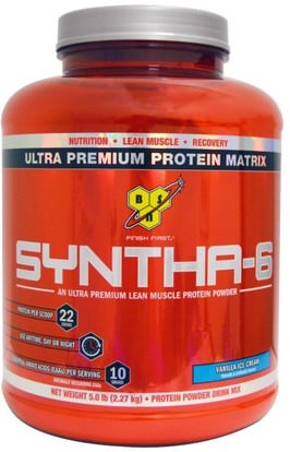 BSN, Finish First, Syntha-6, Protein Powder Drink Mix, Vanilla Ice Cream, 5.0 lbs (2.27 kg) ,والمكملات الغذائية، والبروتين