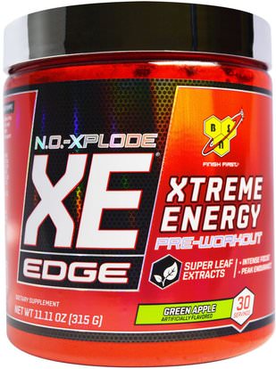 BSN, N.O. Explode XE Edge, Xtreme Energy, Green Apple, 11.11 oz (315 g) ,والصحة، والطاقة، والرياضة، تجريب