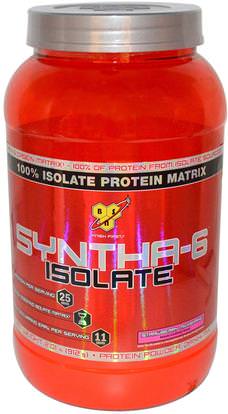 BSN, Syntha-6 Isolate, Protein Powder Drink Mix, Strawberry Milkshake, 2.01 lbs (912 g) ,المكملات الغذائية، بروتين مصل اللبن