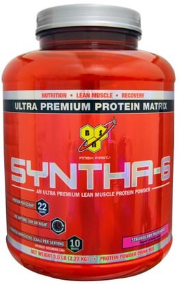 BSN, Syntha-6, Ultra Premium Protein Matrix, Strawberry Milkshake, 5.0 lbs (2.27 kg) ,والمكملات الغذائية، والبروتين