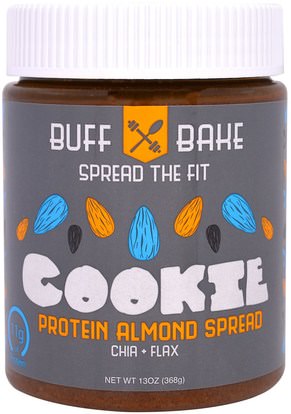 Buff Bake, Cookie Protein Almond Spread, 13 oz (386 g) ,الغذاء والمربيات انتشار، زبدة الجوز، زبدة اللوز