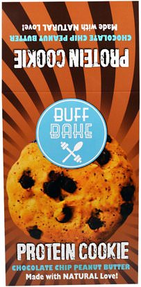 Buff Bake, Protein Cookie, Chocolate Chip Peanut Butter, 12 Cookies - 2.82 oz (80 g) Each ,والمكملات الغذائية، والبروتين، والوجبات الخفيفة، والكعك